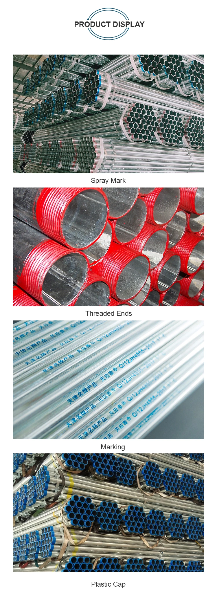 BS1387 Tyt 1/2-6 Inch Pre Gi Round Tectangular Steel Pipes Pre Galvanized Hollow Sections for Construction Structure and Greenhouse Frames